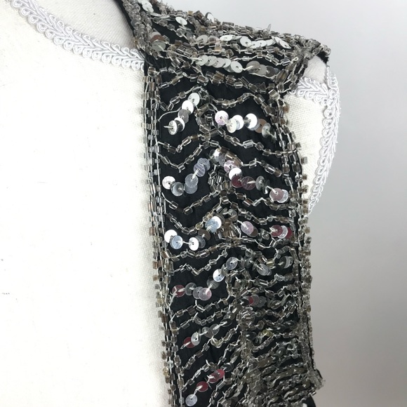 Vintage Silk Sequin Beaded Vest - Picture 2 of 6